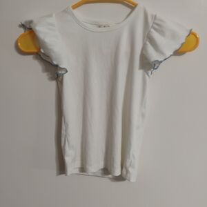 Derek Heart White Ribbed Top with Script Label